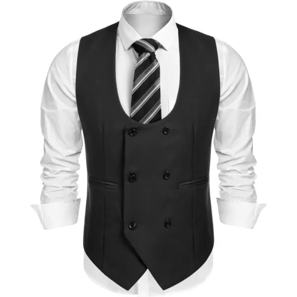COOFANDY Men's Suit Vest Slim Fit Double Breasted Dress Vest Casual Business Formal Waistcoat