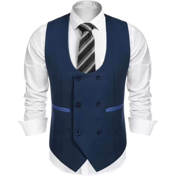 COOFANDY Men's Suit Vest Slim Fit Double Breasted Dress Vest Casual Business Formal Waistcoat