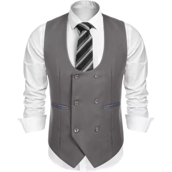 COOFANDY Men's Suit Vest Slim Fit Double Breasted Dress Vest Casual Business Formal Waistcoat