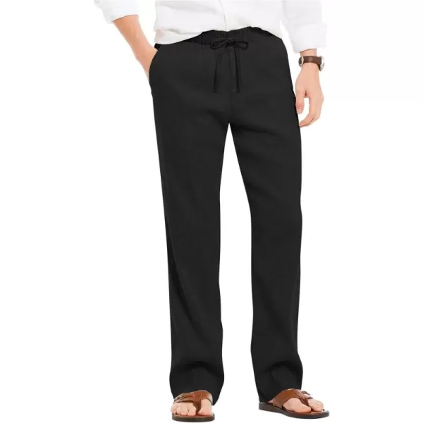 COOFANDY Men's Summer Beach Linen Pants Lightweight Casual Elastic Waist Drawstring Yoga Trousers