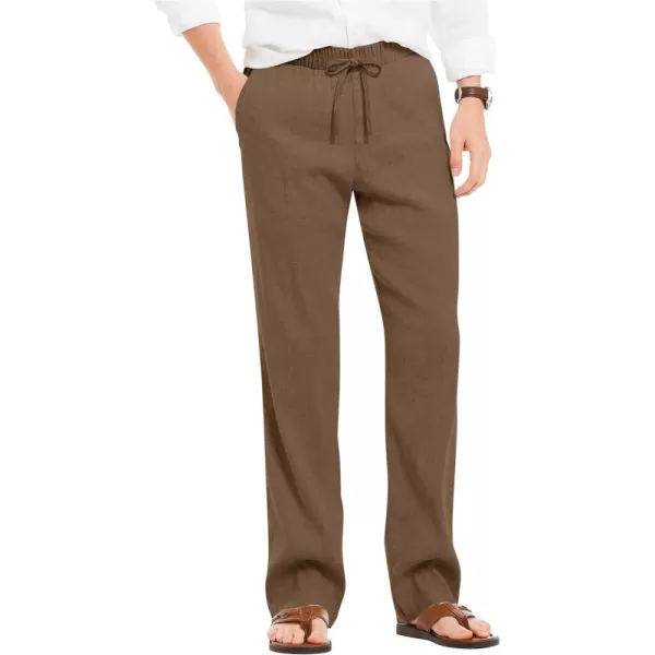 COOFANDY Men's Summer Beach Linen Pants Lightweight Casual Elastic Waist Drawstring Yoga Trousers
