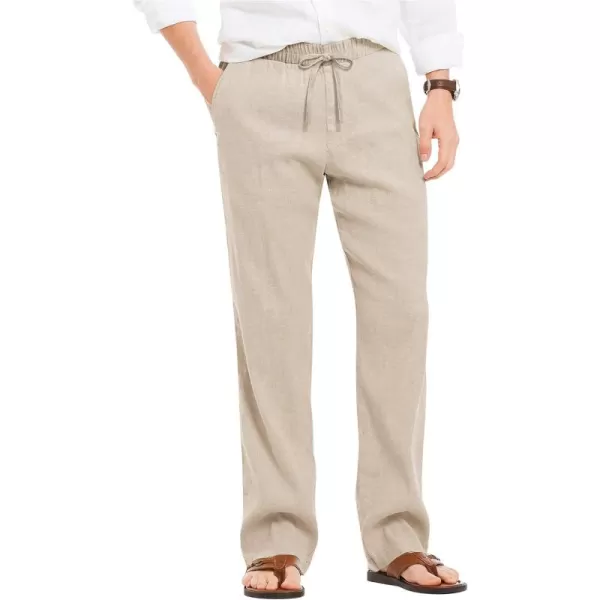 COOFANDY Men's Summer Beach Linen Pants Lightweight Casual Elastic Waist Drawstring Yoga Trousers