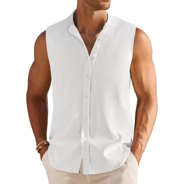 COOFANDY Men's Summer Beach Tank Tops Sleeveless Button Up Shirt Casual Textured Tank Shirts
