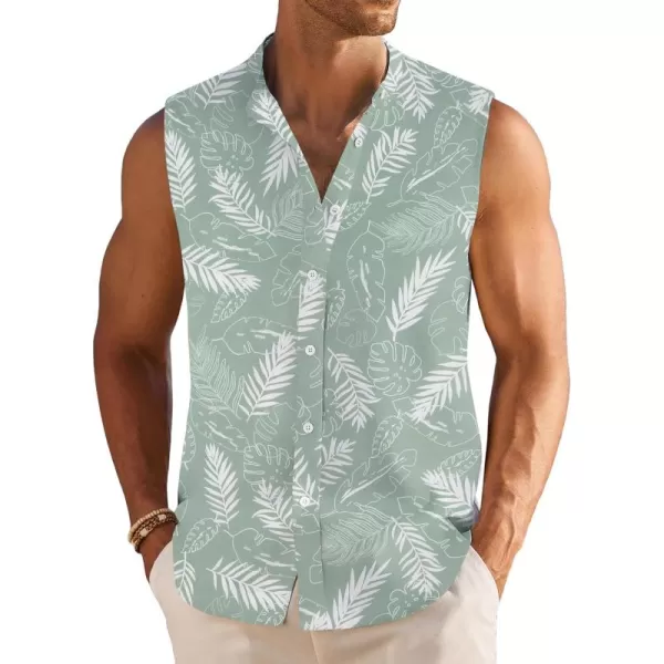 COOFANDY Men's Summer Beach Tank Tops Sleeveless Button Up Shirt Casual Textured Tank Shirts