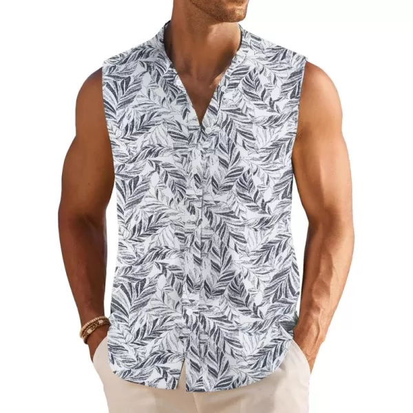 COOFANDY Men's Summer Beach Tank Tops Sleeveless Button Up Shirt Casual Textured Tank Shirts