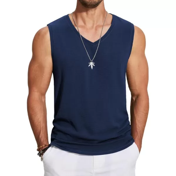 COOFANDY Men's V Neck Summer Beach Tank Top Sleeveless Casual Tank Shirts Hippie Tops