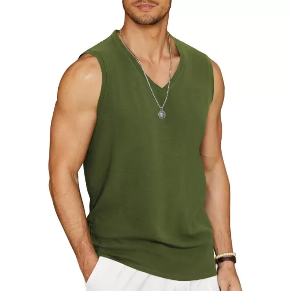 COOFANDY Men's V Neck Summer Beach Tank Top Sleeveless Casual Tank Shirts Hippie Tops