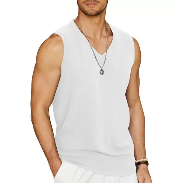 COOFANDY Men's V Neck Summer Beach Tank Top Sleeveless Casual Tank Shirts Hippie Tops