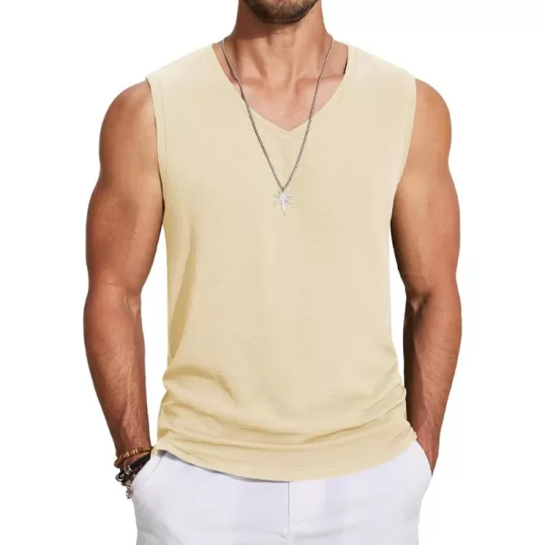 COOFANDY Men's V Neck Summer Beach Tank Top Sleeveless Casual Tank Shirts Hippie Tops