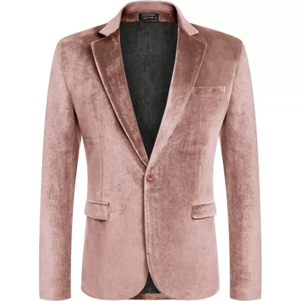 COOFANDY Men's Velvet Blazer Notched Lapel Velour Suit Jacket One Button Tuxedo Jackets for Wedding Prom Party Dinner