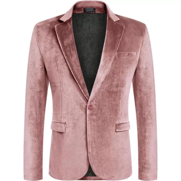 COOFANDY Men's Velvet Blazer Notched Lapel Velour Suit Jacket One Button Tuxedo Jackets for Wedding Prom Party Dinner