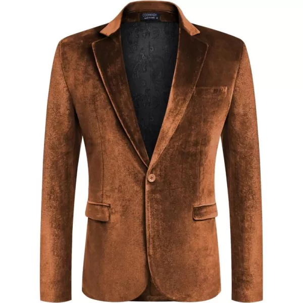 COOFANDY Men's Velvet Blazer Notched Lapel Velour Suit Jacket One Button Tuxedo Jackets for Wedding Prom Party Dinner