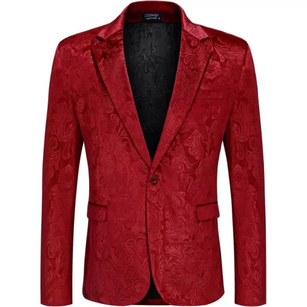COOFANDY Men's Velvet Blazer Notched Lapel Velour Suit Jacket One Button Tuxedo Jackets for Wedding Prom Party Dinner