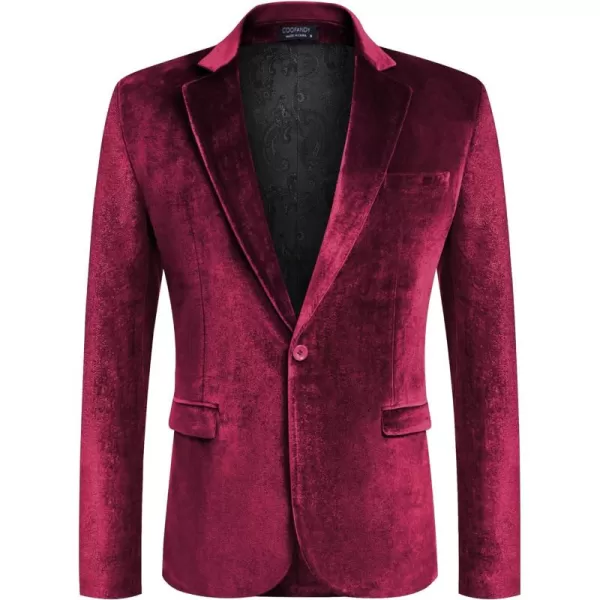 COOFANDY Men's Velvet Blazer Notched Lapel Velour Suit Jacket One Button Tuxedo Jackets for Wedding Prom Party Dinner