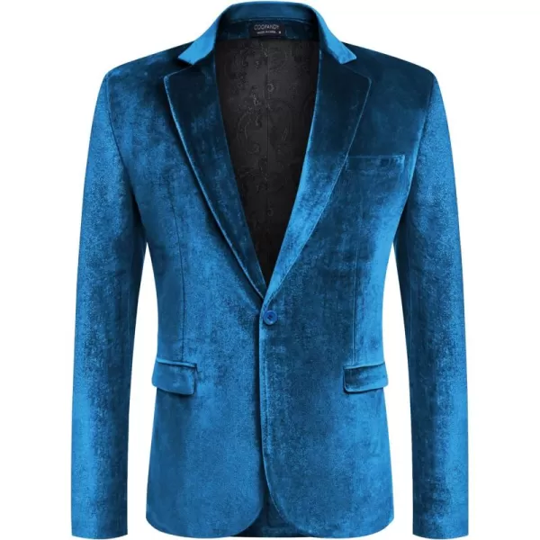 COOFANDY Men's Velvet Blazer Notched Lapel Velour Suit Jacket One Button Tuxedo Jackets for Wedding Prom Party Dinner