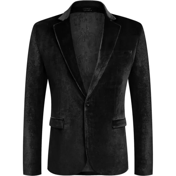 COOFANDY Men's Velvet Blazer Notched Lapel Velour Suit Jacket One Button Tuxedo Jackets for Wedding Prom Party Dinner