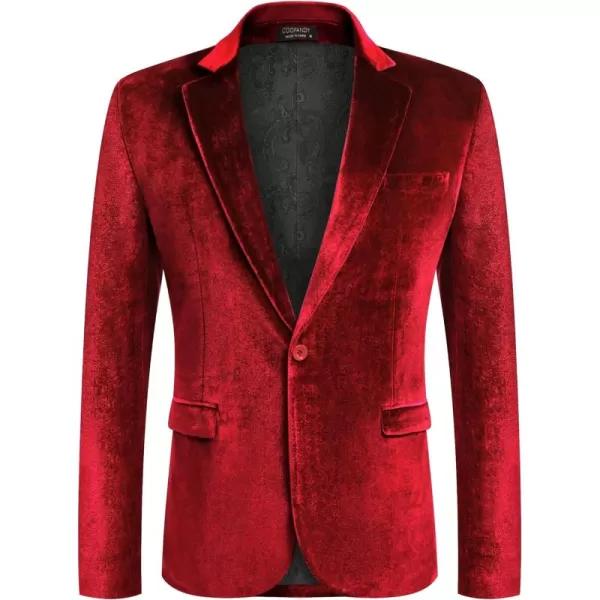 COOFANDY Men's Velvet Blazer Notched Lapel Velour Suit Jacket One Button Tuxedo Jackets for Wedding Prom Party Dinner