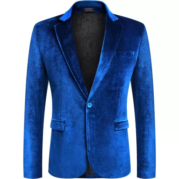 COOFANDY Men's Velvet Blazer Notched Lapel Velour Suit Jacket One Button Tuxedo Jackets for Wedding Prom Party Dinner