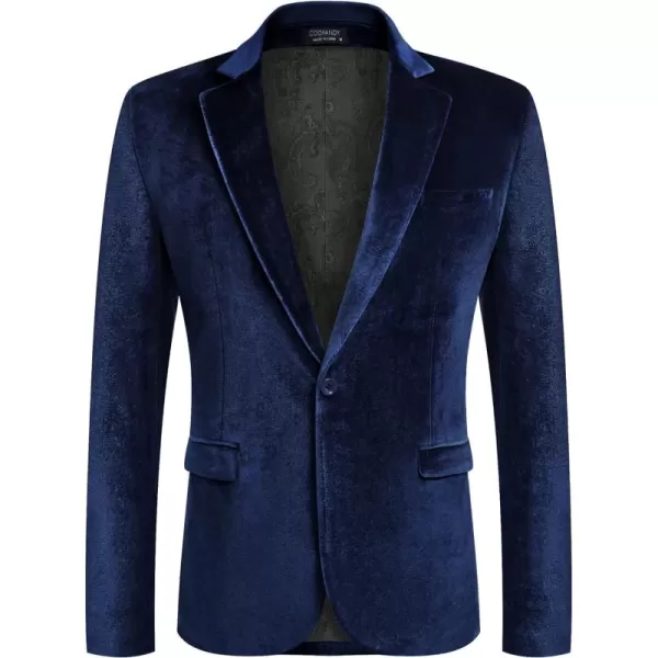COOFANDY Men's Velvet Blazer Notched Lapel Velour Suit Jacket One Button Tuxedo Jackets for Wedding Prom Party Dinner