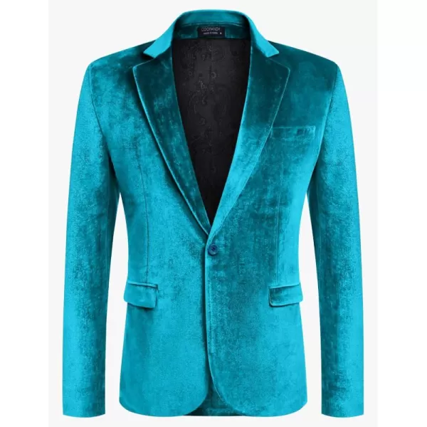COOFANDY Men's Velvet Blazer Notched Lapel Velour Suit Jacket One Button Tuxedo Jackets for Wedding Prom Party Dinner