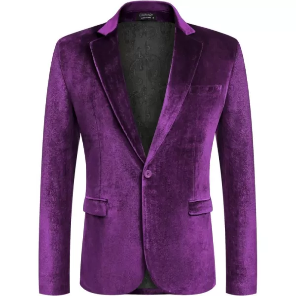 COOFANDY Men's Velvet Blazer Notched Lapel Velour Suit Jacket One Button Tuxedo Jackets for Wedding Prom Party Dinner