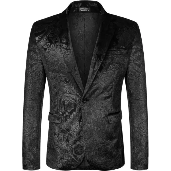 COOFANDY Men's Velvet Blazer Notched Lapel Velour Suit Jacket One Button Tuxedo Jackets for Wedding Prom Party Dinner