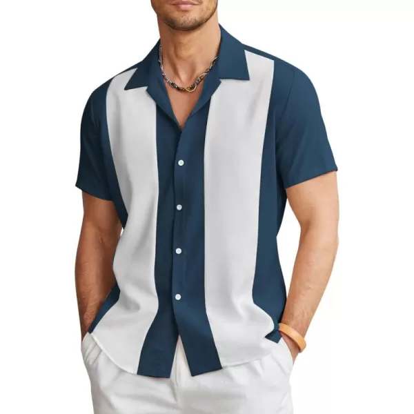 COOFANDY Men's Vintage Bowling Shirt Short Sleeve Button Down Summer Cuba Beach Shirts