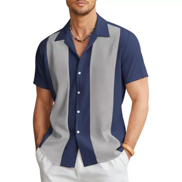 COOFANDY Men's Vintage Bowling Shirt Short Sleeve Button Down Summer Cuba Beach Shirts