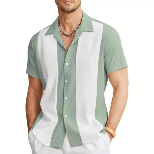 COOFANDY Men's Vintage Bowling Shirt Short Sleeve Button Down Summer Cuba Beach Shirts