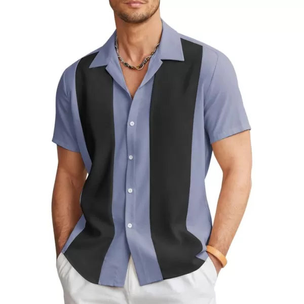 COOFANDY Men's Vintage Bowling Shirt Short Sleeve Button Down Summer Cuba Beach Shirts