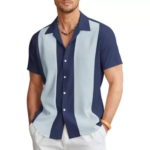 COOFANDY Men's Vintage Bowling Shirt Short Sleeve Button Down Summer Cuba Beach Shirts