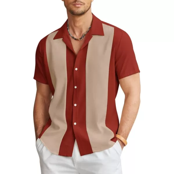 COOFANDY Men's Vintage Bowling Shirt Short Sleeve Button Down Summer Cuba Beach Shirts