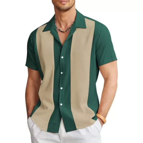 COOFANDY Men's Vintage Bowling Shirt Short Sleeve Button Down Summer Cuba Beach Shirts
