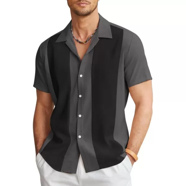 COOFANDY Men's Vintage Bowling Shirt Short Sleeve Button Down Summer Cuba Beach Shirts
