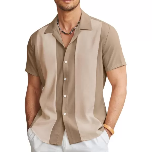 COOFANDY Men's Vintage Bowling Shirt Short Sleeve Button Down Summer Cuba Beach Shirts