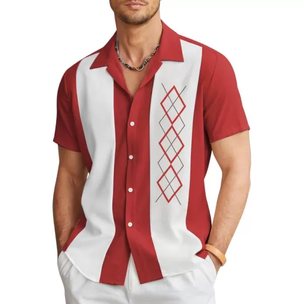 COOFANDY Men's Vintage Bowling Shirt Short Sleeve Button Down Summer Cuba Beach Shirts