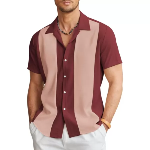 COOFANDY Men's Vintage Bowling Shirt Short Sleeve Button Down Summer Cuba Beach Shirts