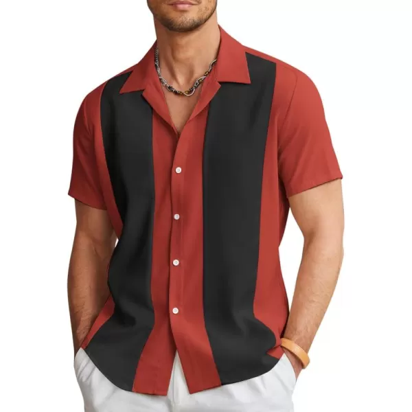 COOFANDY Men's Vintage Bowling Shirt Short Sleeve Button Down Summer Cuba Beach Shirts