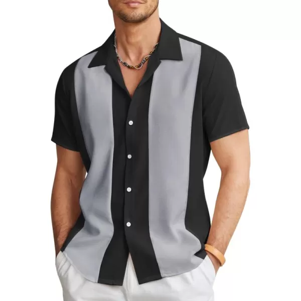 COOFANDY Men's Vintage Bowling Shirt Short Sleeve Button Down Summer Cuba Beach Shirts