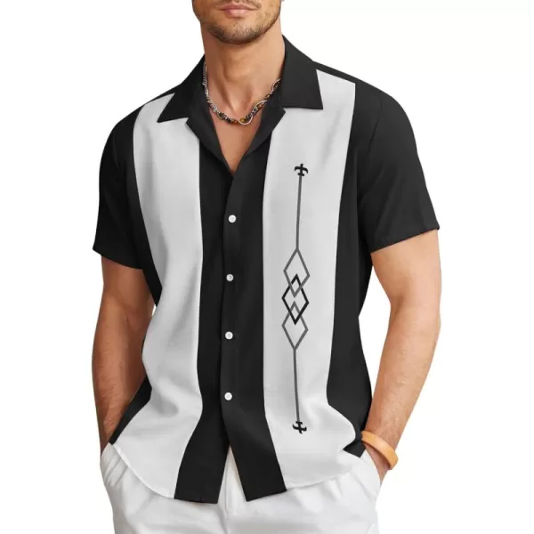 COOFANDY Men's Vintage Bowling Shirt Short Sleeve Button Down Summer Cuba Beach Shirts