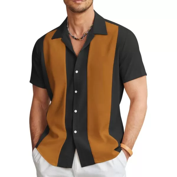 COOFANDY Men's Vintage Bowling Shirt Short Sleeve Button Down Summer Cuba Beach Shirts