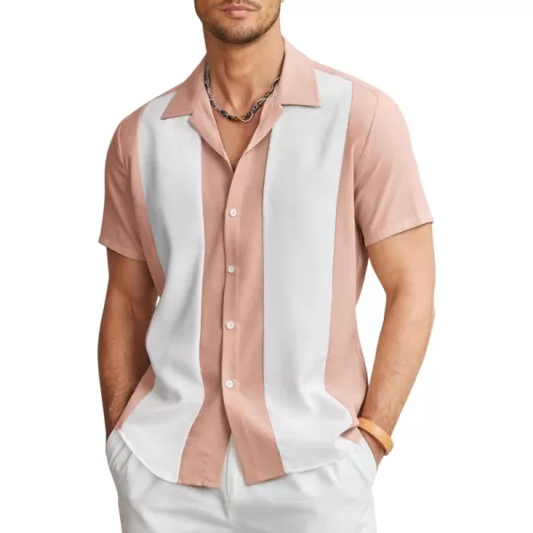 COOFANDY Men's Vintage Bowling Shirt Short Sleeve Button Down Summer Cuba Beach Shirts