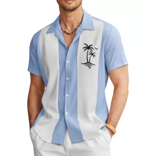 COOFANDY Men's Vintage Bowling Shirt Short Sleeve Button Down Summer Cuba Beach Shirts