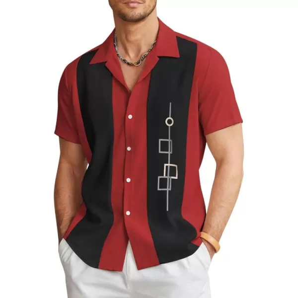 COOFANDY Men's Vintage Bowling Shirt Short Sleeve Button Down Summer Cuba Beach Shirts
