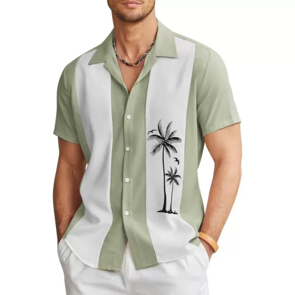 COOFANDY Men's Vintage Bowling Shirt Short Sleeve Button Down Summer Cuba Beach Shirts