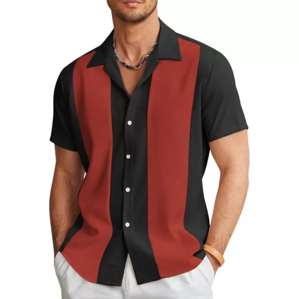COOFANDY Men's Vintage Bowling Shirt Short Sleeve Button Down Summer Cuba Beach Shirts