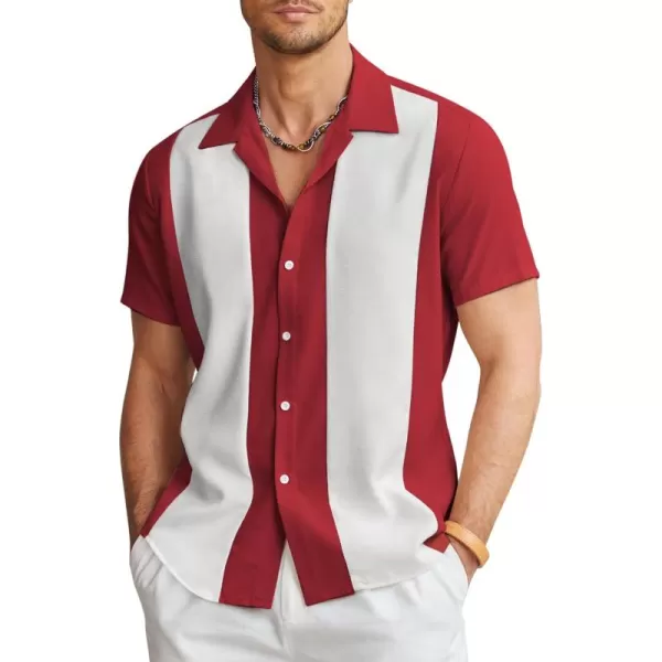COOFANDY Men's Vintage Bowling Shirt Short Sleeve Button Down Summer Cuba Beach Shirts