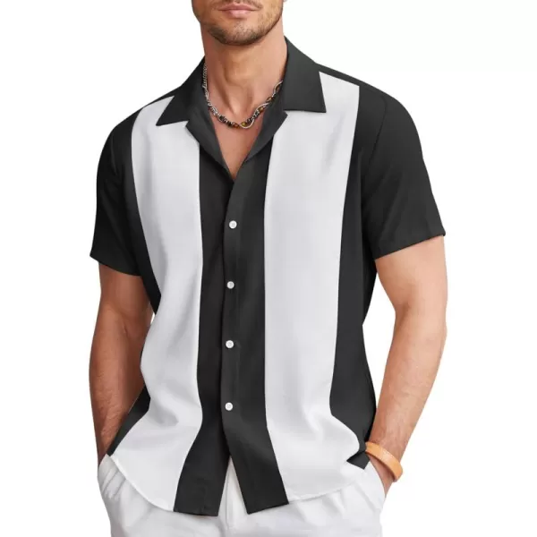 COOFANDY Men's Vintage Bowling Shirt Short Sleeve Button Down Summer Cuba Beach Shirts