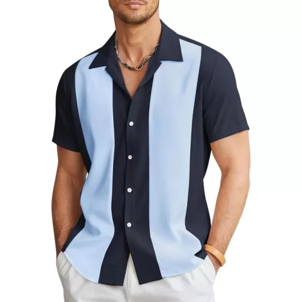COOFANDY Men's Vintage Bowling Shirt Short Sleeve Button Down Summer Cuba Beach Shirts