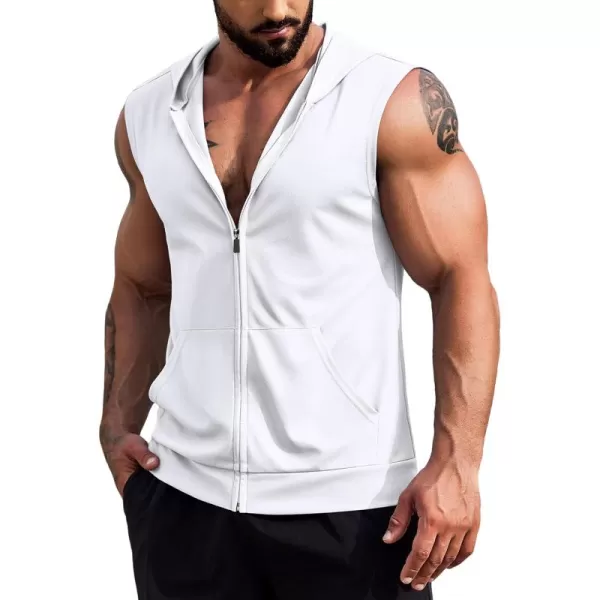 COOFANDY Men's Workout Hooded Tank Tops 2 Pack Zip Up Sleeveless Gym Shirts Muscle Cut Off T Shirt Bodybuilding Hoodies